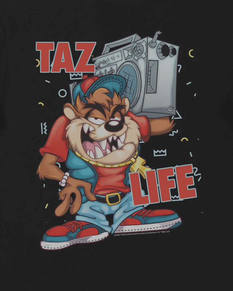 Official Looney Tunes Taz Life Adults T-Shirt - black