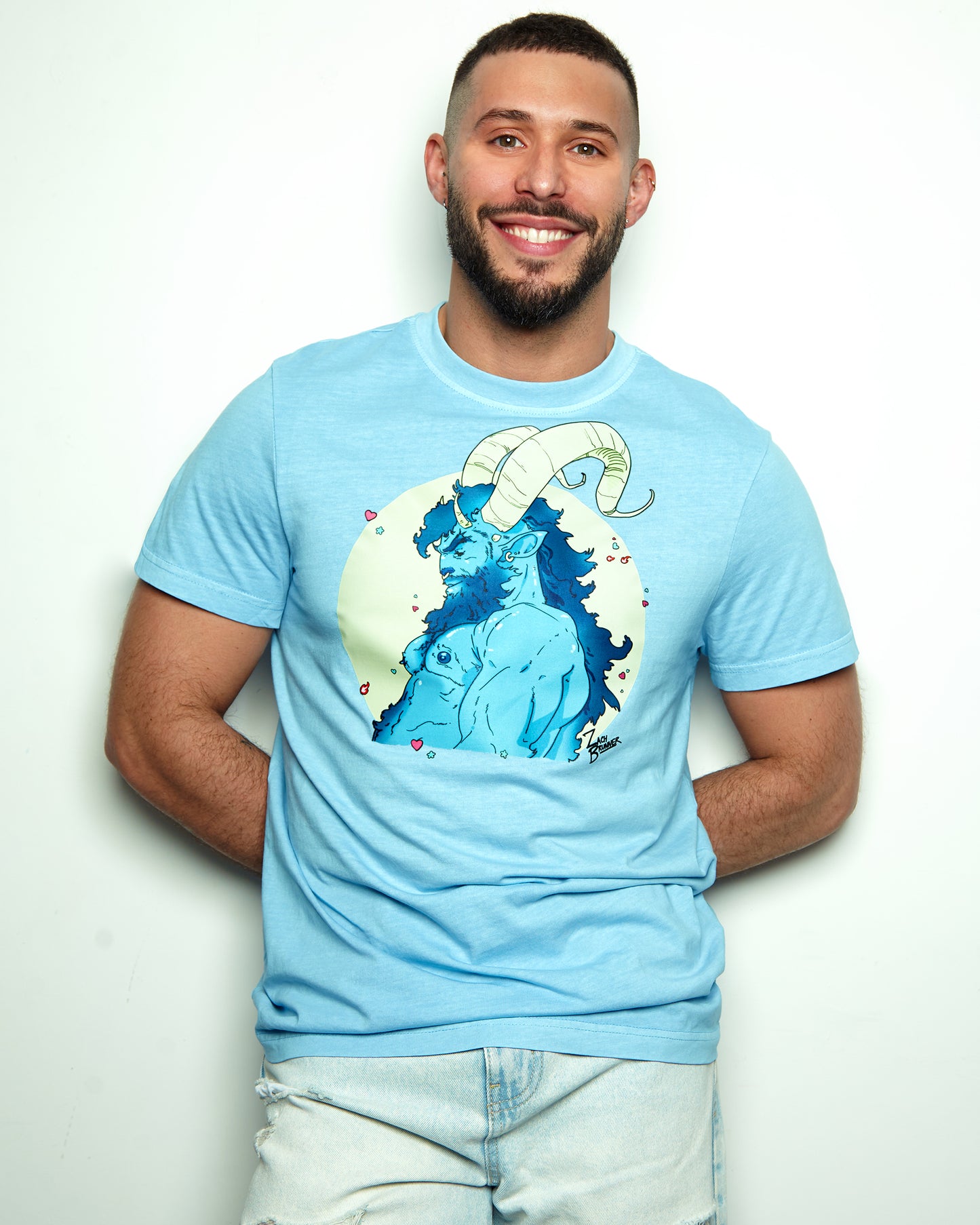 Demon core: Abduxel the blue demon on blue acid wash - tshirt