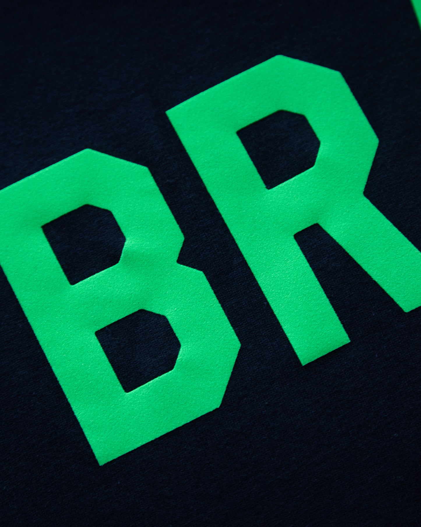 Fluorescent green flock BRAT on black - tshirt