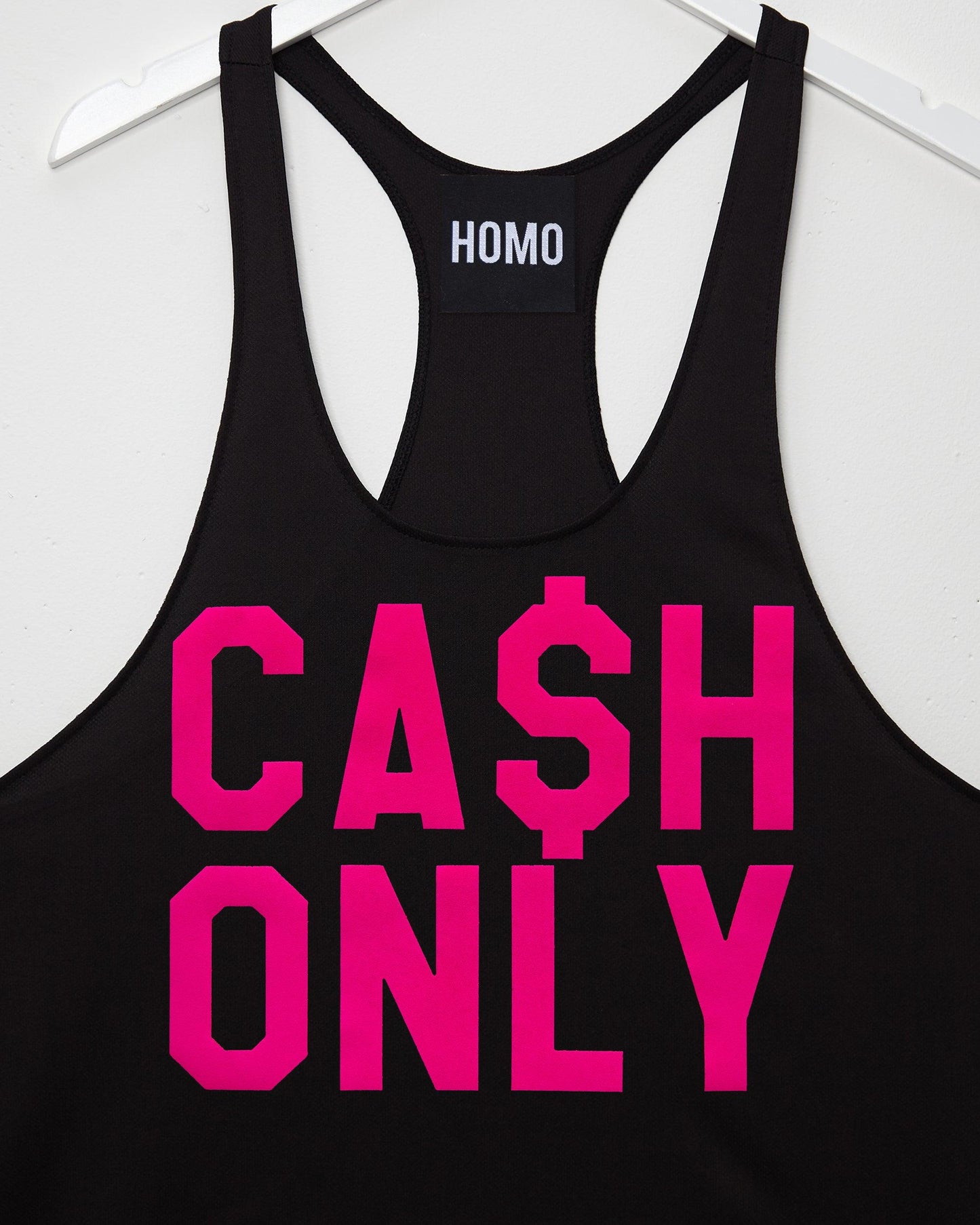 Double Pack - Cash only florescent pink - Black tank and basketball shorts - Full outfit.