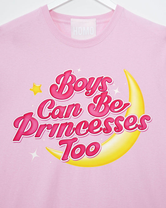 Break Stereotypes: Boys can be princesses too on pink - tee - HOMOLONDON