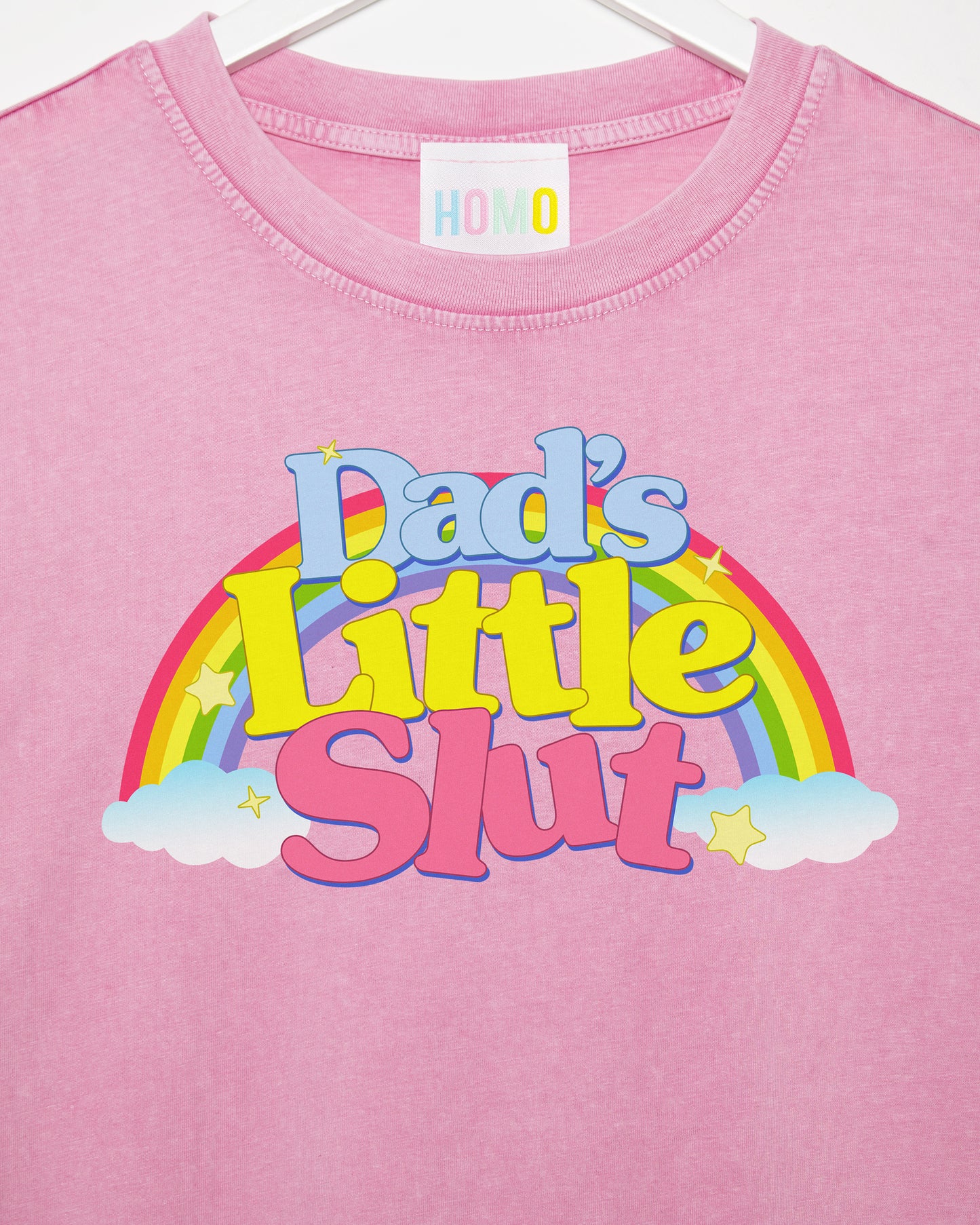 Dads little s/ut, acid wash light pink - tshirt