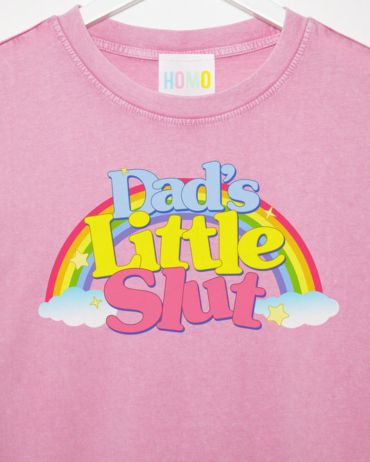 Dads little s/ut, acid wash light pink - tshirt