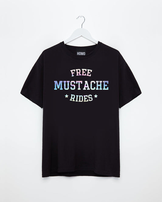 Free mustache rides, hologram - mens tshirt - HOMOLONDON