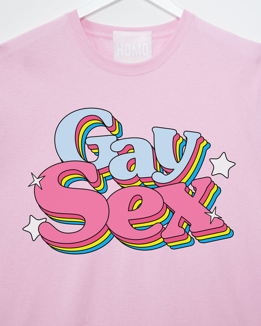 Gay S/x but make it rainbow on pink - t-shirt