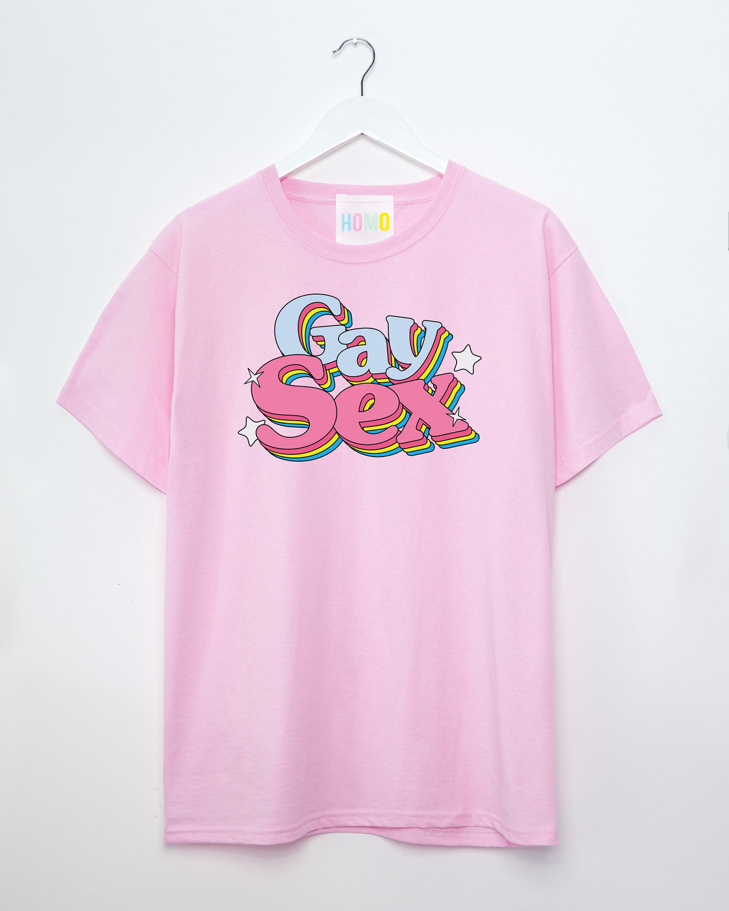 Gay S/x but make it rainbow on pink - t-shirt