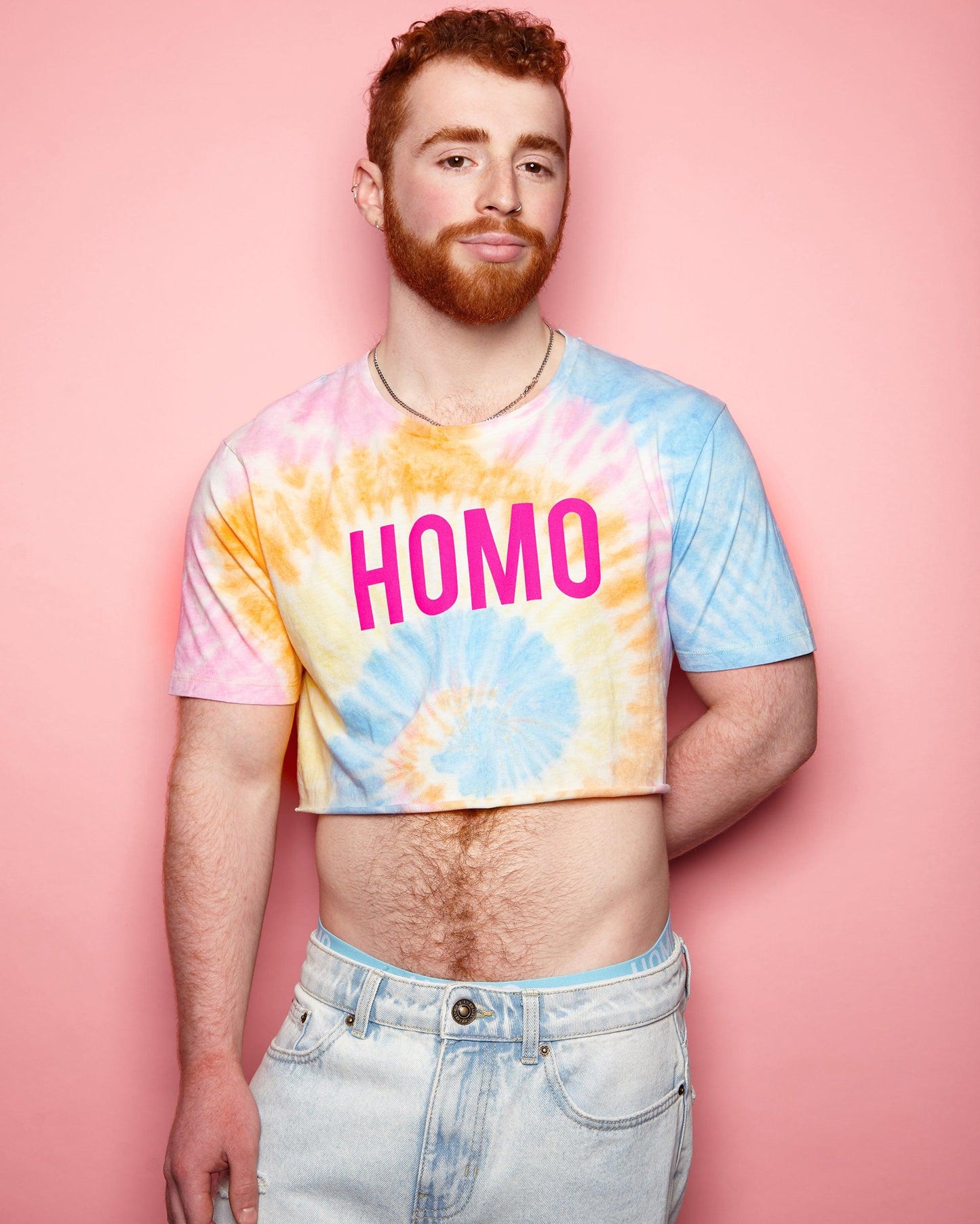 Pink flock HOMO - tie dye light weight crop - HOMOLONDON