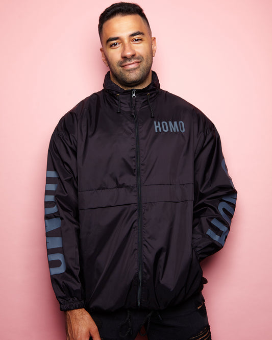 HOMO in grey on black - windbreaker jacket