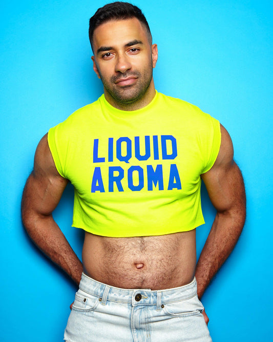 Blue flock liquid aroma - Fluorescent yellow crop top