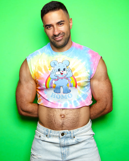 HOMO bear on tie-dye - crop top