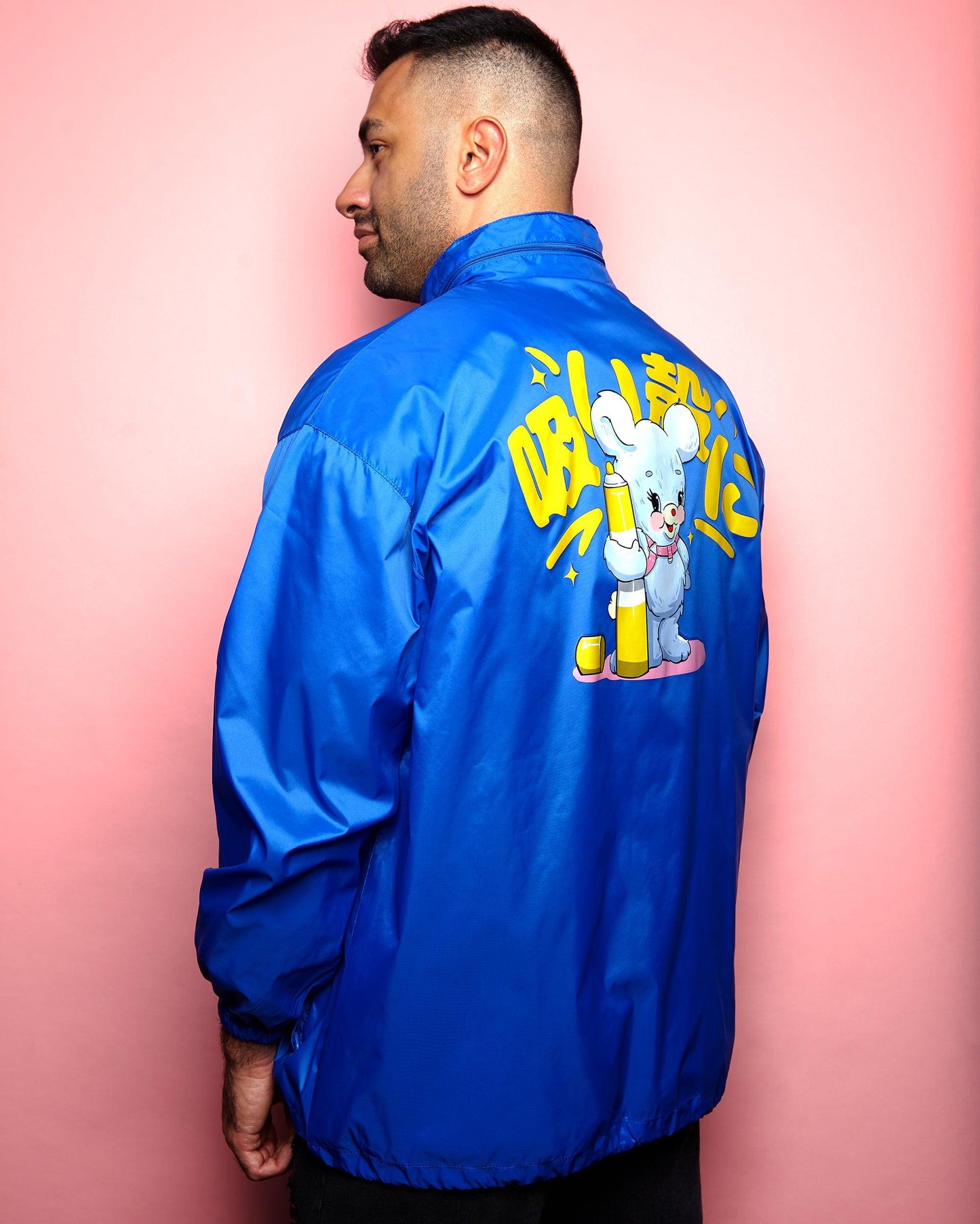 Japanese graffiti bear royal blue - windbreaker jacket