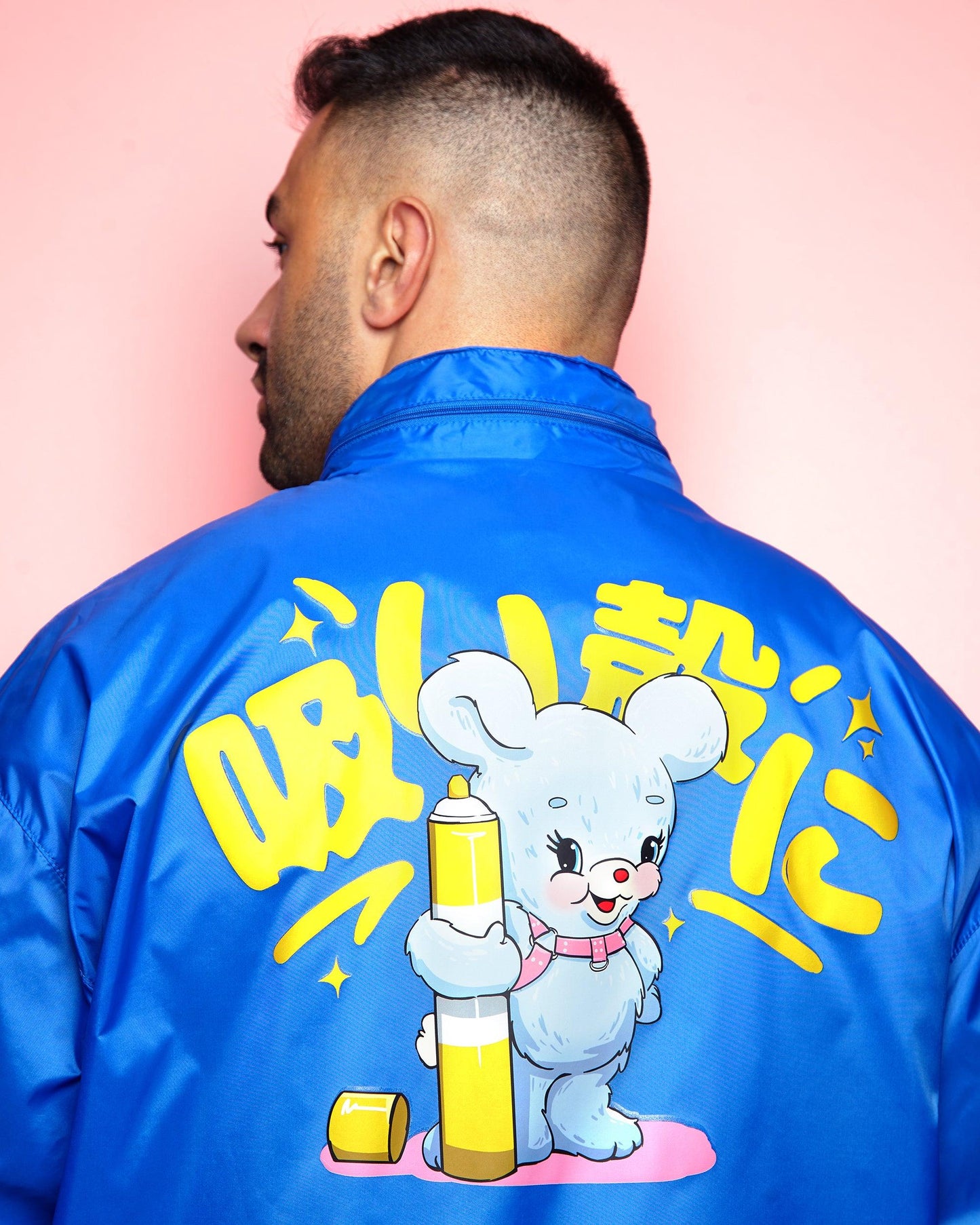 Japanese graffiti bear royal blue - windbreaker jacket