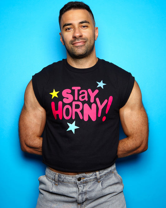 Stay horn/y - black tshirt / crop top