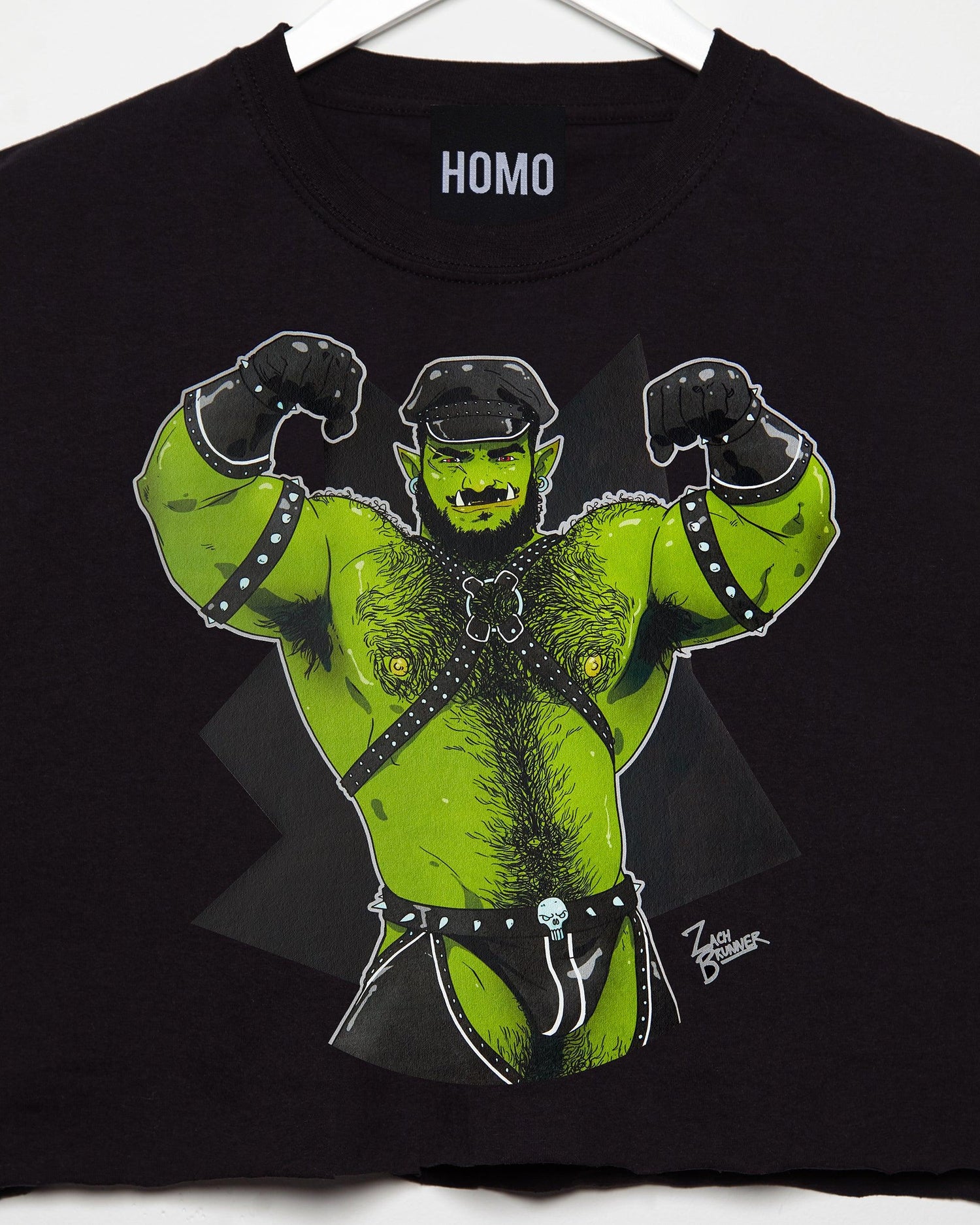 Leather daddy orc Rex loves to flex - mens sleeveless crop top