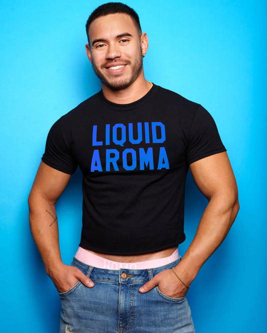 Liquid Aroma in blue - black cropped tee / crop top