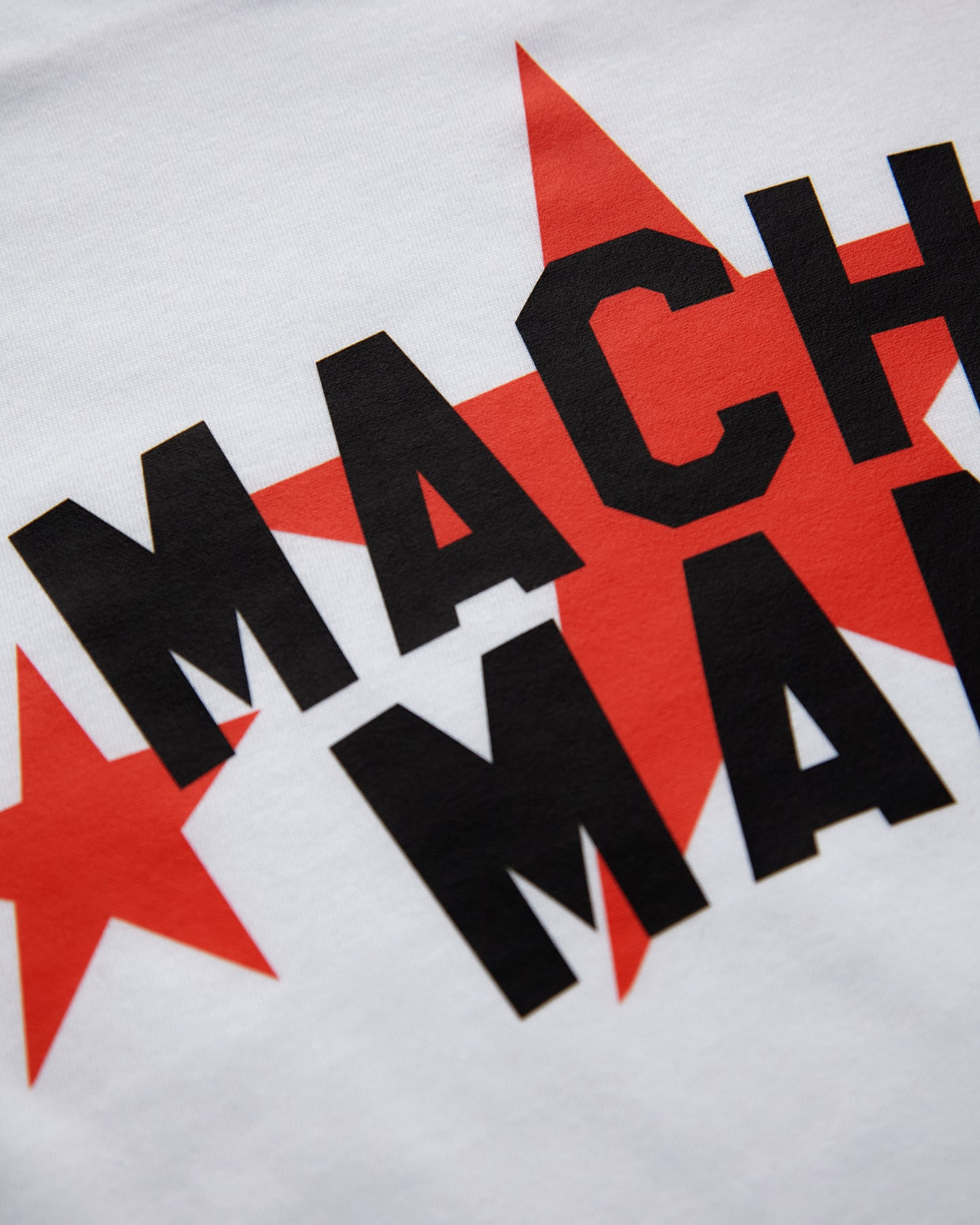 MEDIUM - Slogan tee: Macho man, red print on white muscle fit - tshirt