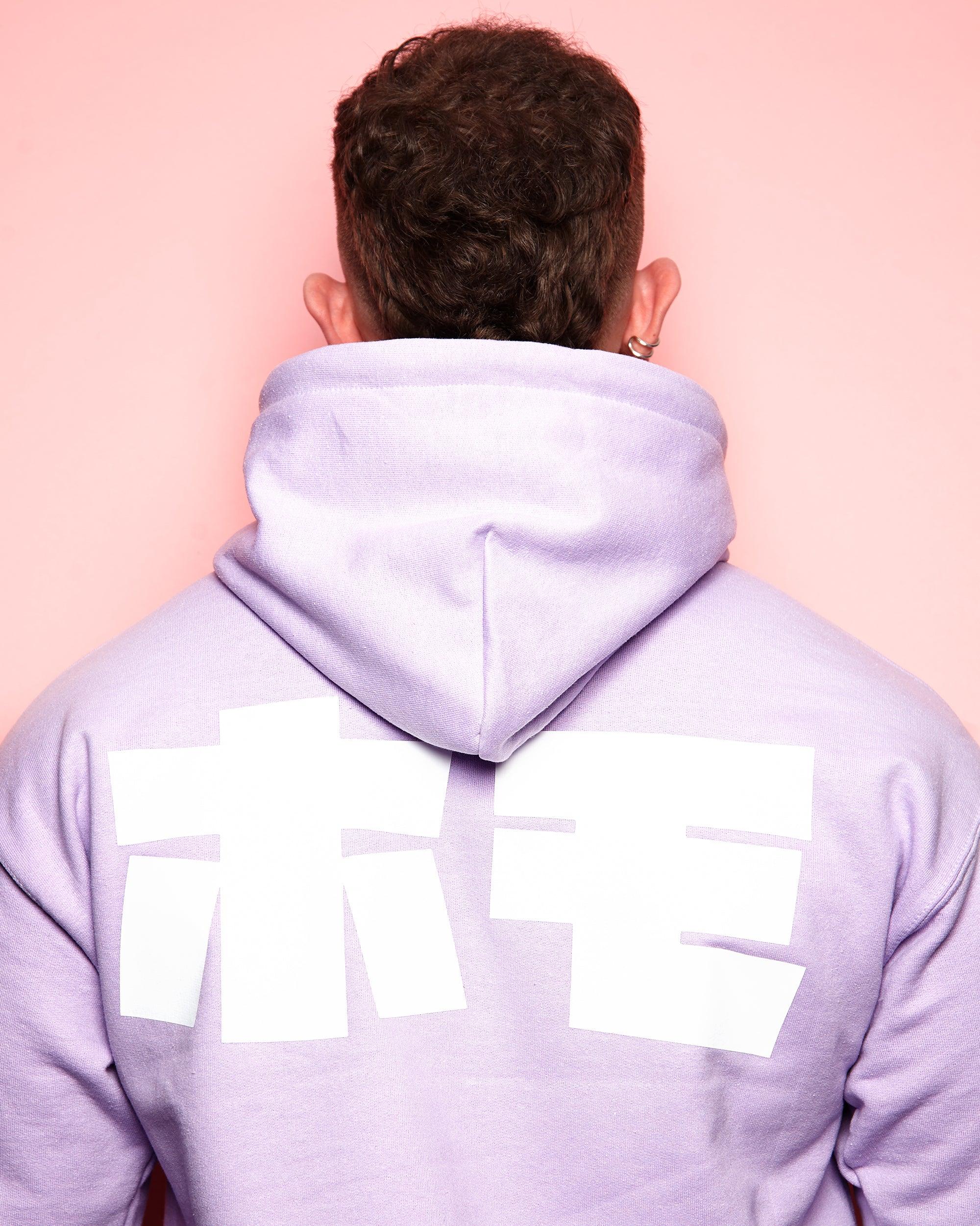 HOMO In Japanese white on light purple pullover hoodie