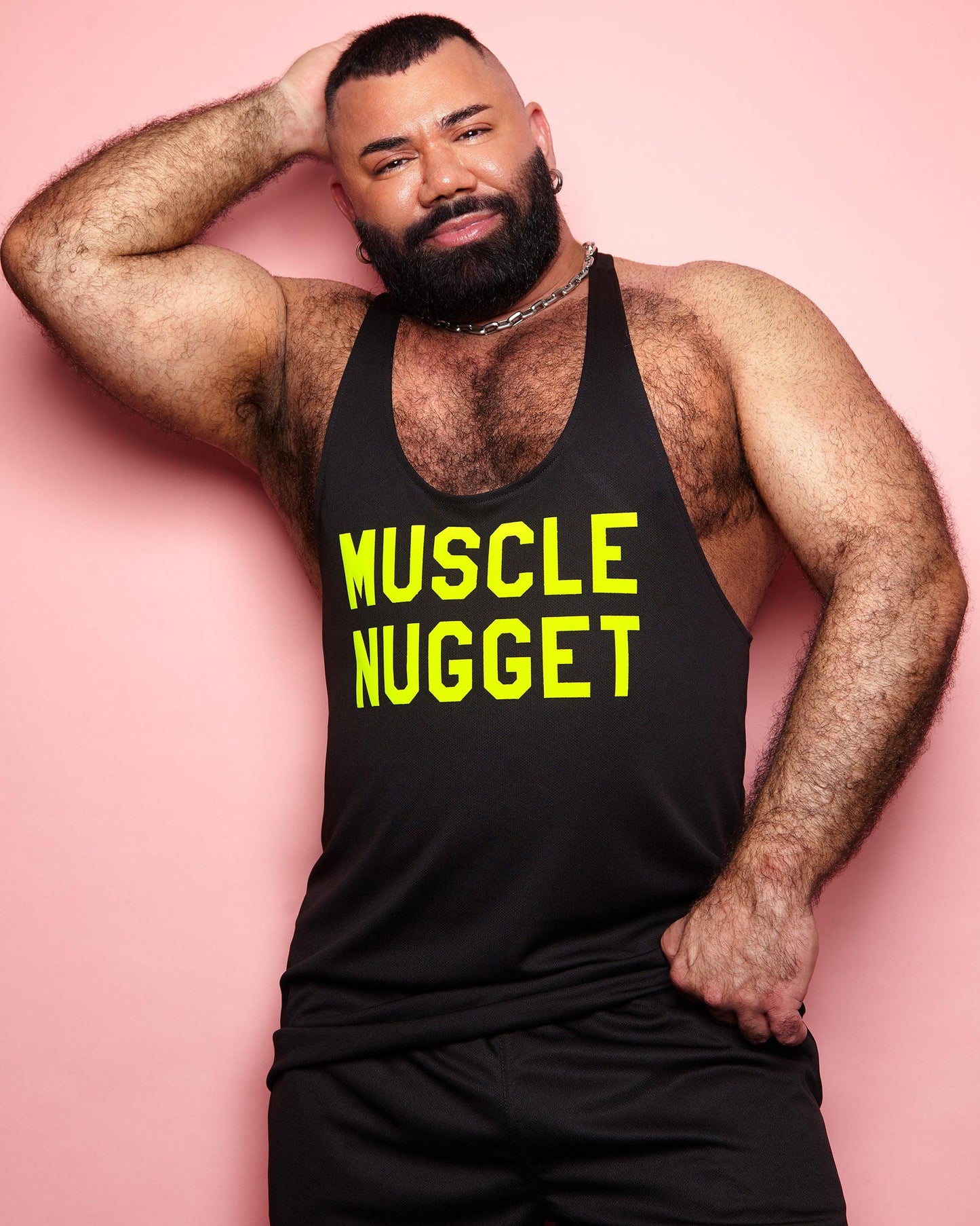 Double Pack - Muscle nugget fluorescent yellow - Black tank and basketball shorts - Full outfit.