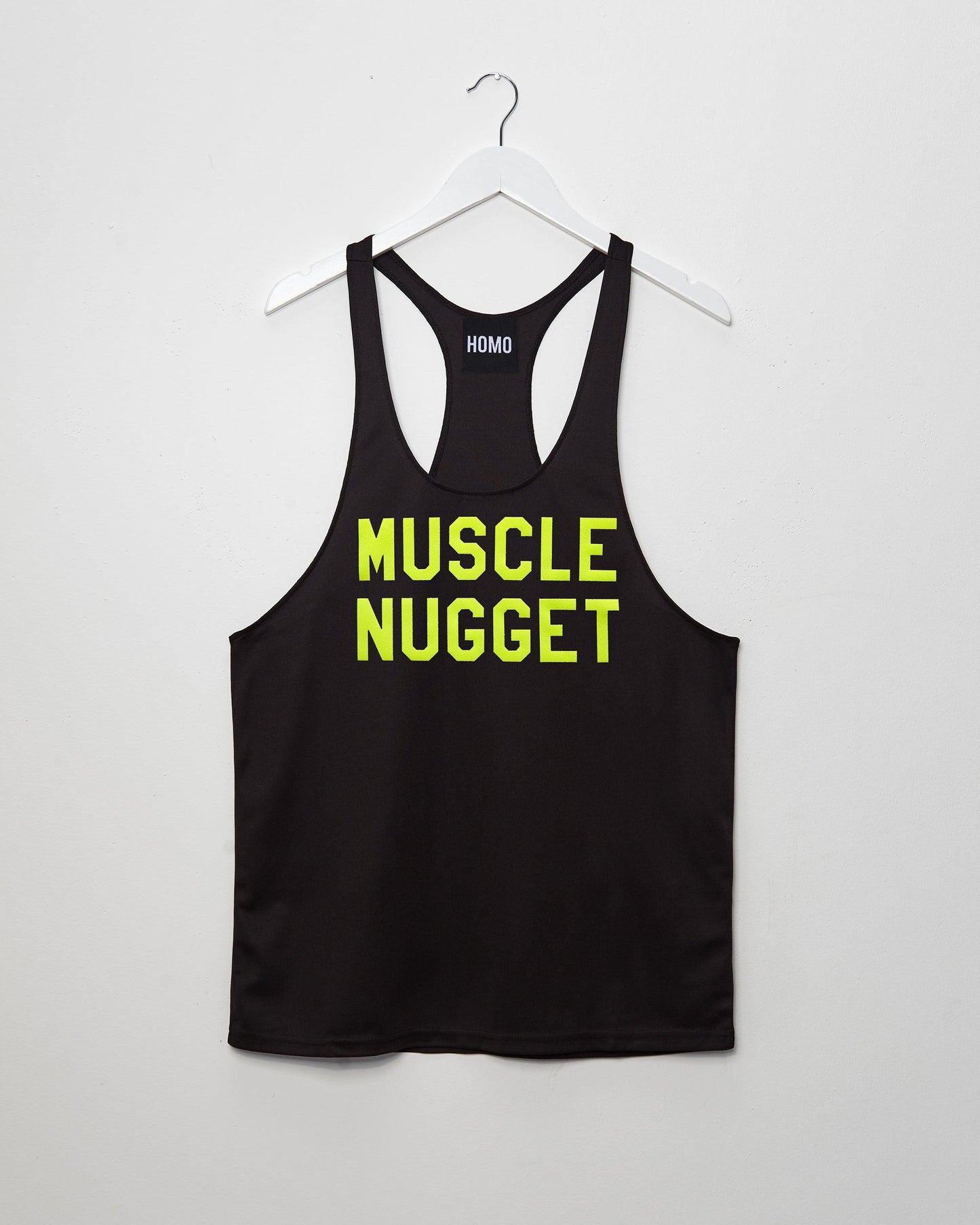 Muscle nugget fluorescent yellow on black - tank top