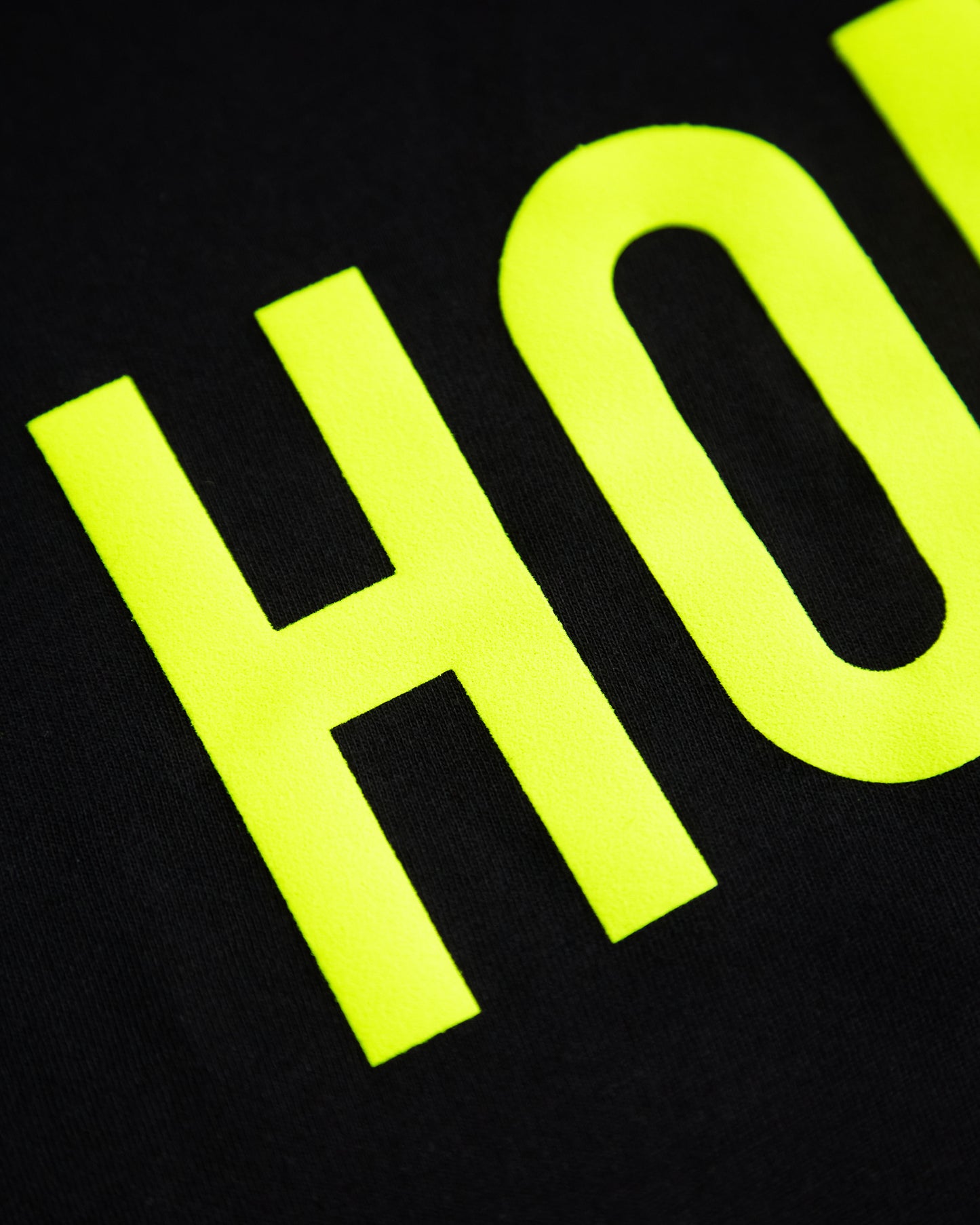 HOMO Logo, fluorescent yellow flock muscle fit tee - black