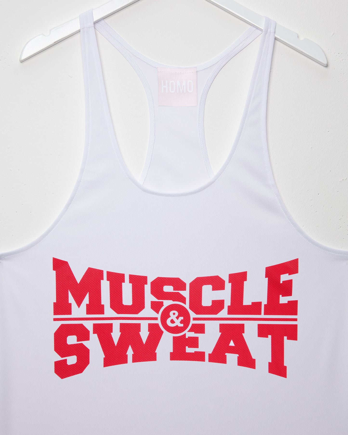 Muscle & sweat in red - white tank