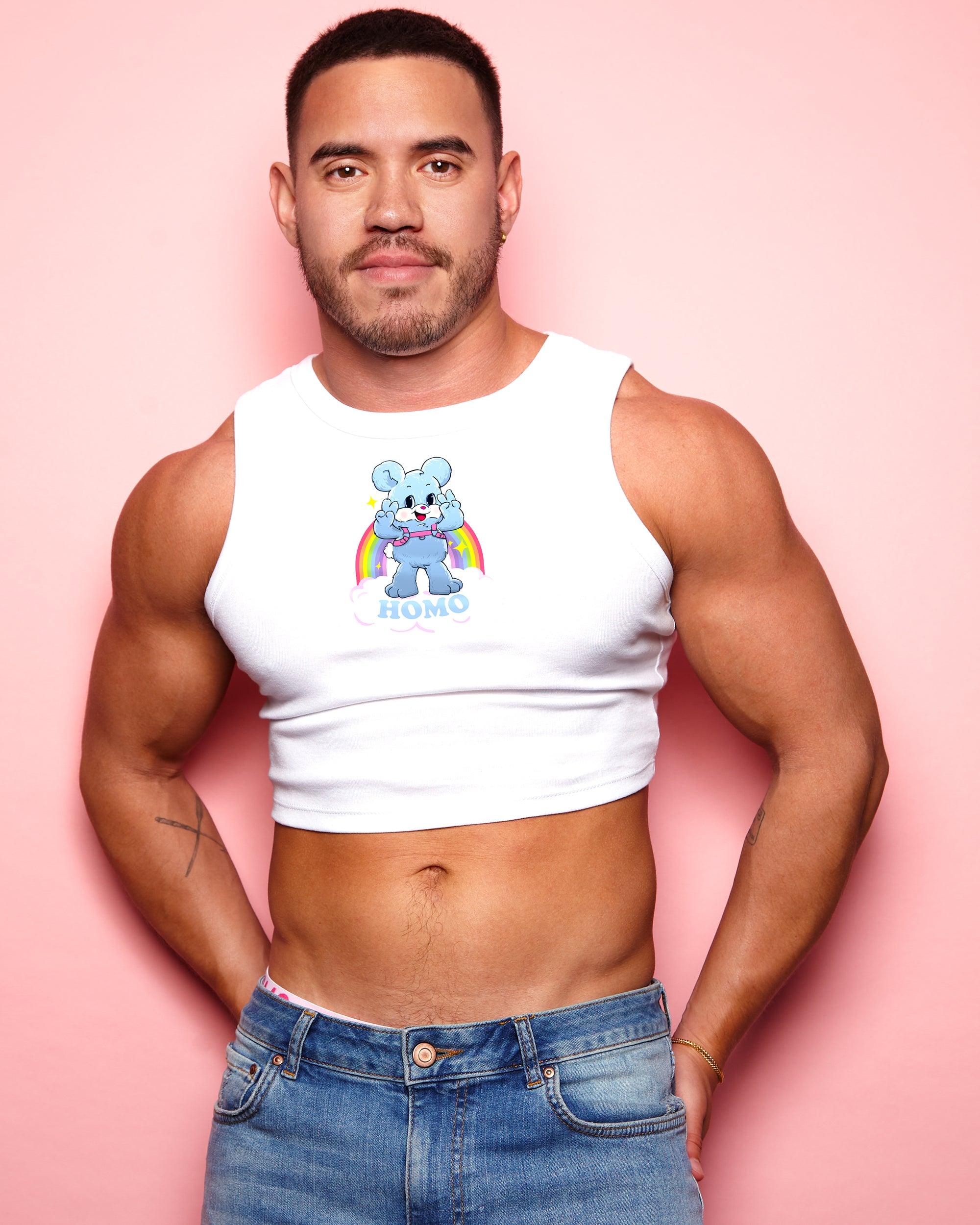 LIMITED EDITION Cute HOMO Bear white tank crop top