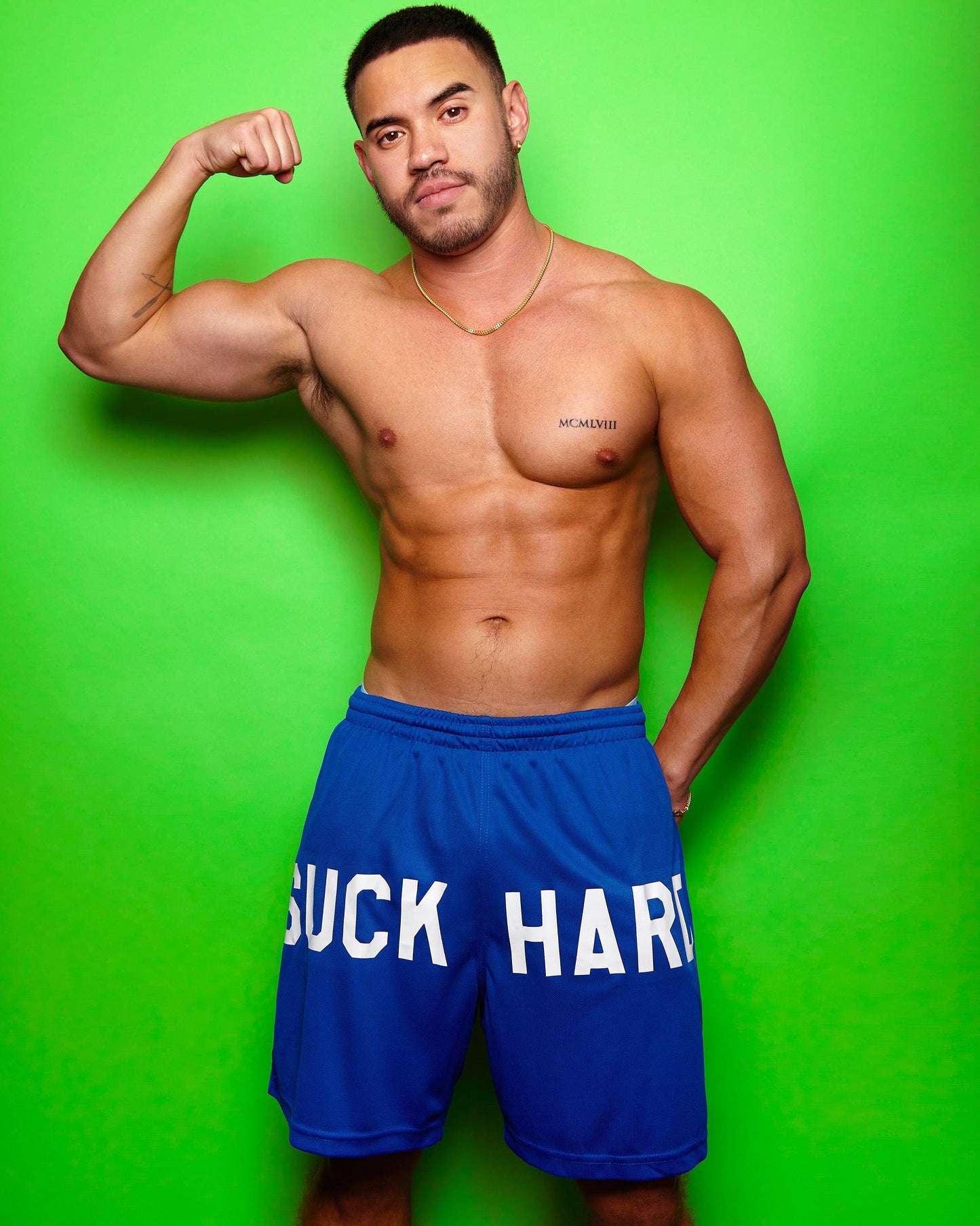 Suck hard - blue basketball shorts