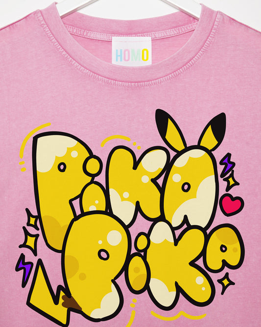 Gaymer: Yellow slogan tshirt - acid wash light pink