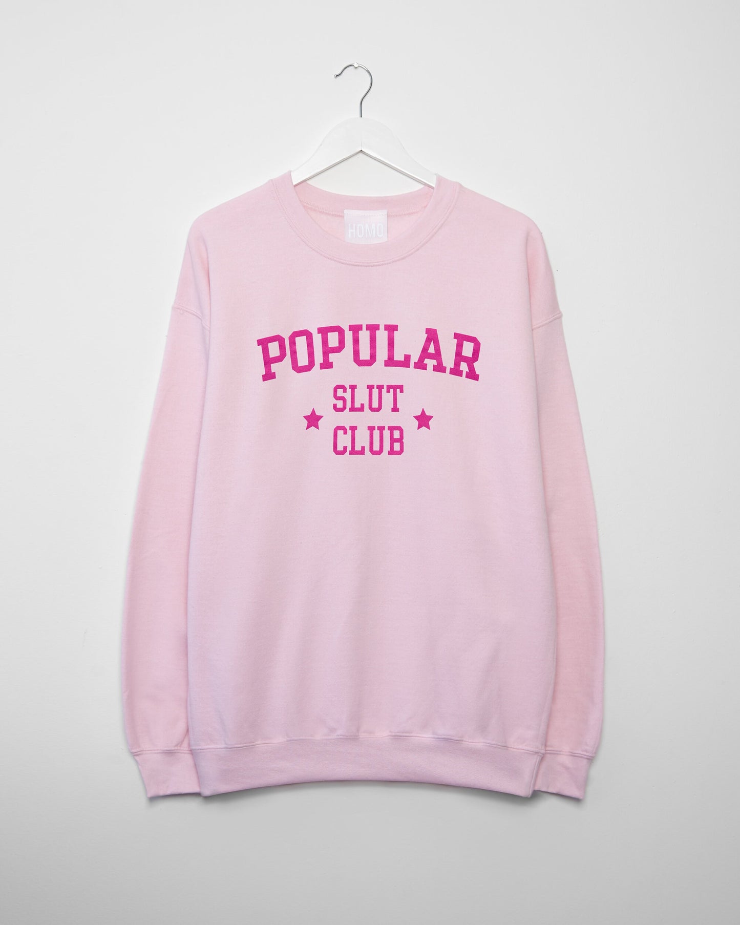 XL - Popular s/ut club, pink flock on pink - sweatshirt.