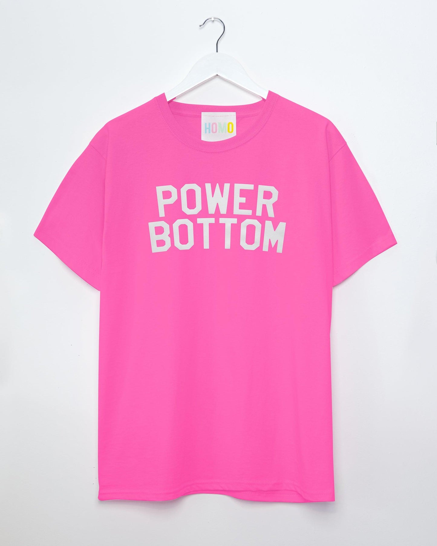 White flock power bottom - pink tshirt