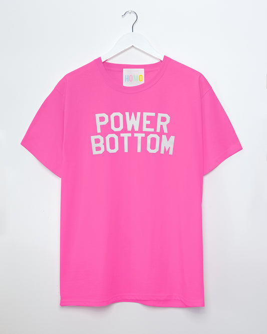 White flock power bottom - pink tshirt