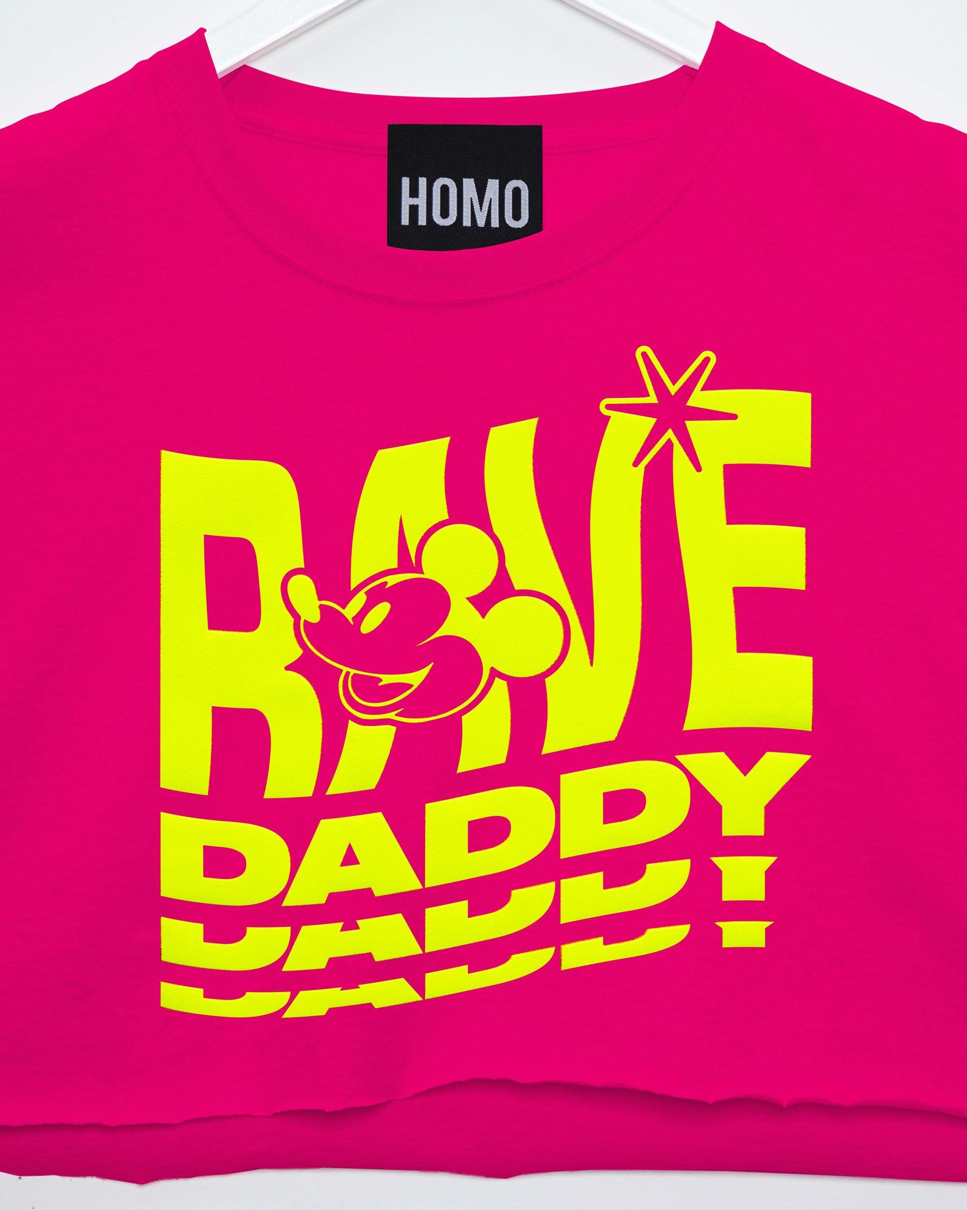 Fluorescent Rave daddy - fuchsia crop top - HOMOLONDON