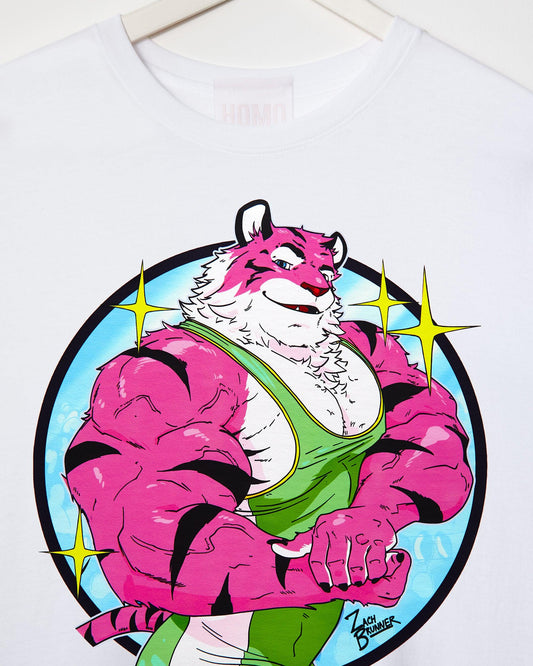 Flexing tiger wrestler Rocky - tshirt - HOMOLONDON