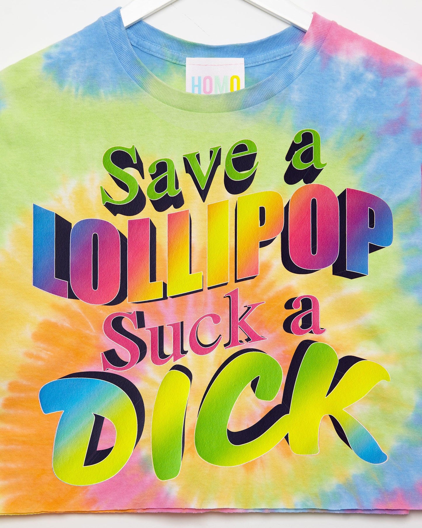 Save a lollipop, suck a d/ck - tie dye crop top