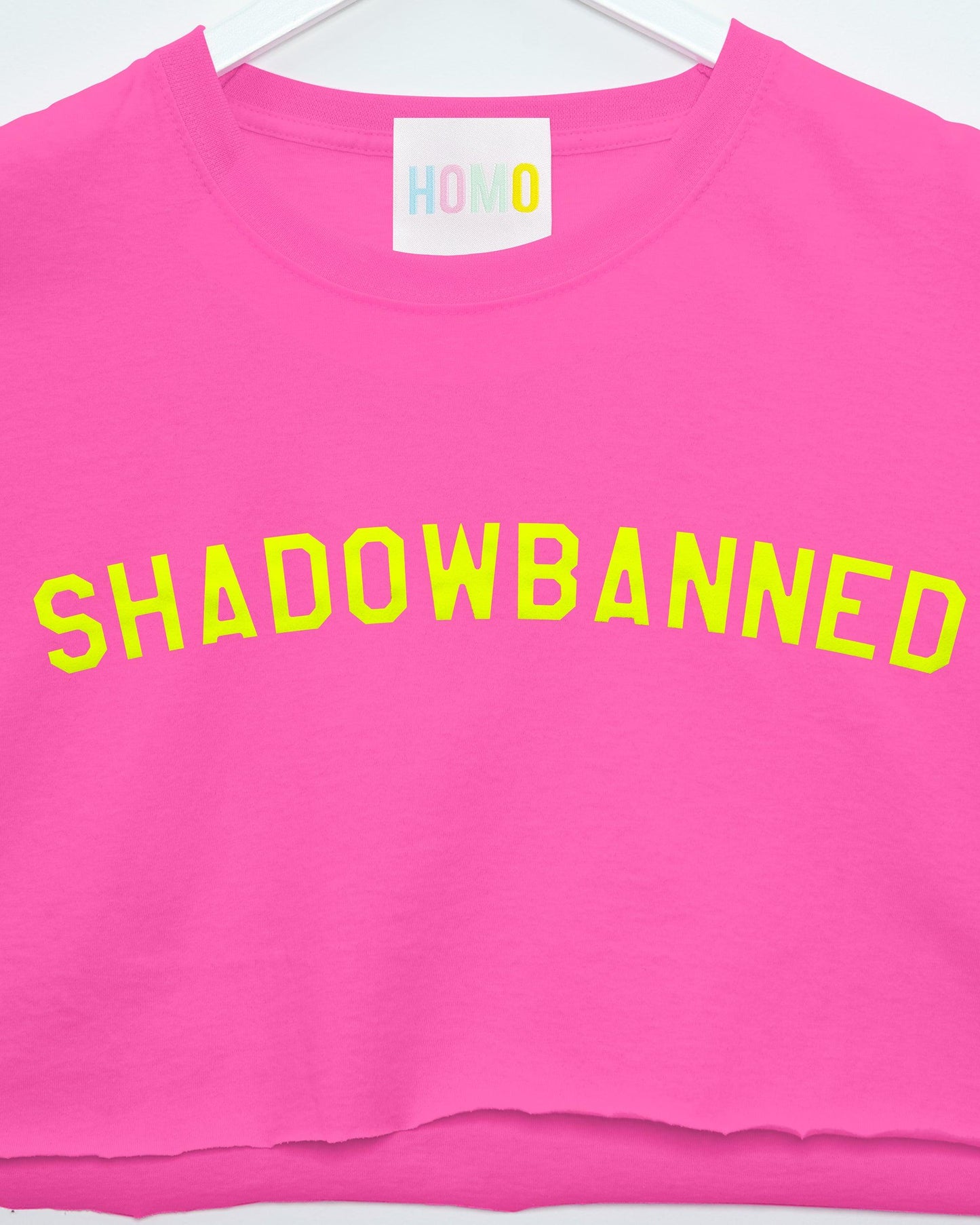 Fluorescent yellow flock shadowbanned - pink crop top