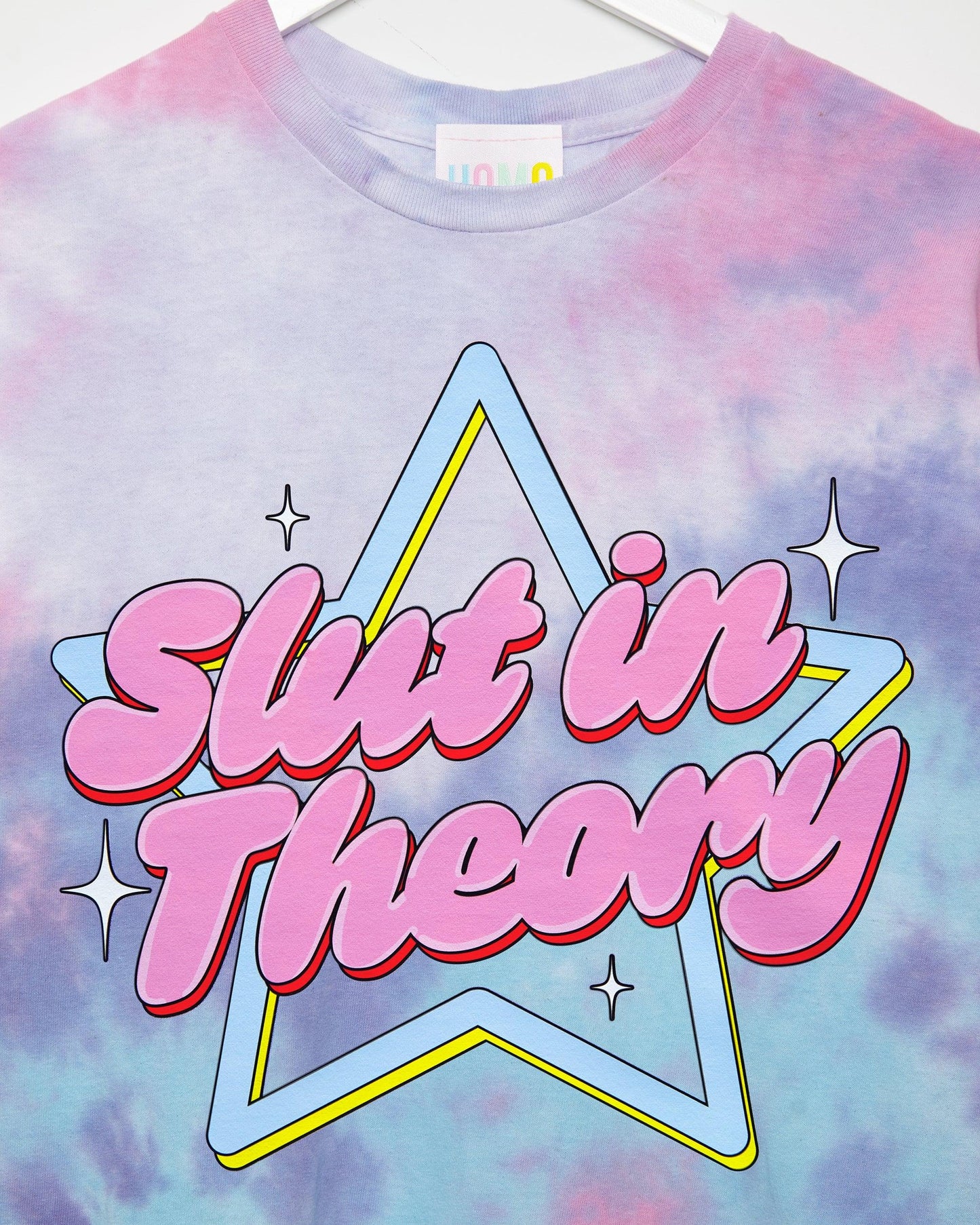 S/ut in theory on cotton candy tie-dye tshirt