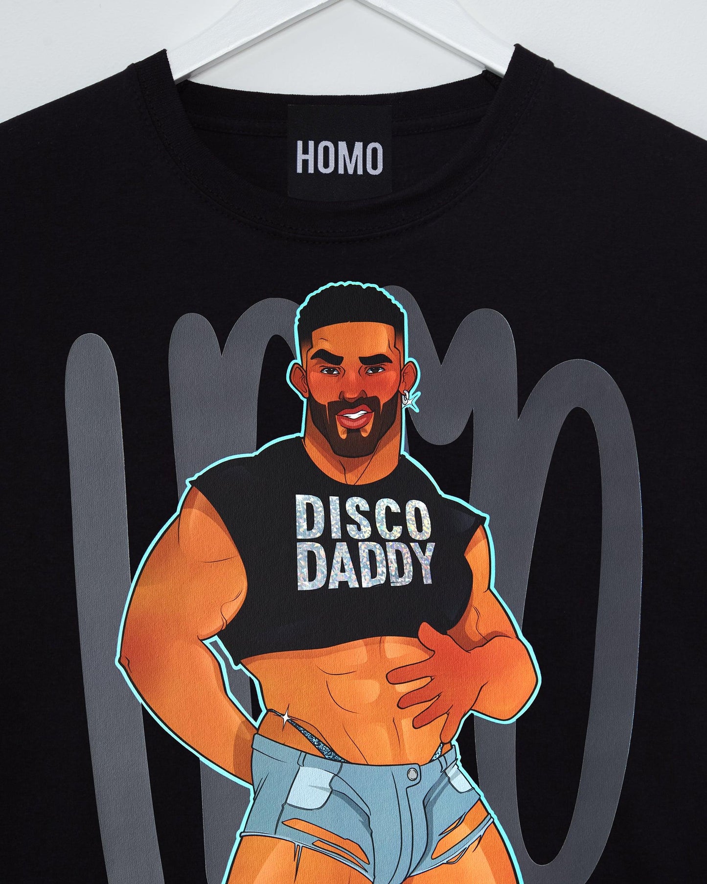 Trent the disco daddy - black tshirt - HOMOLONDON