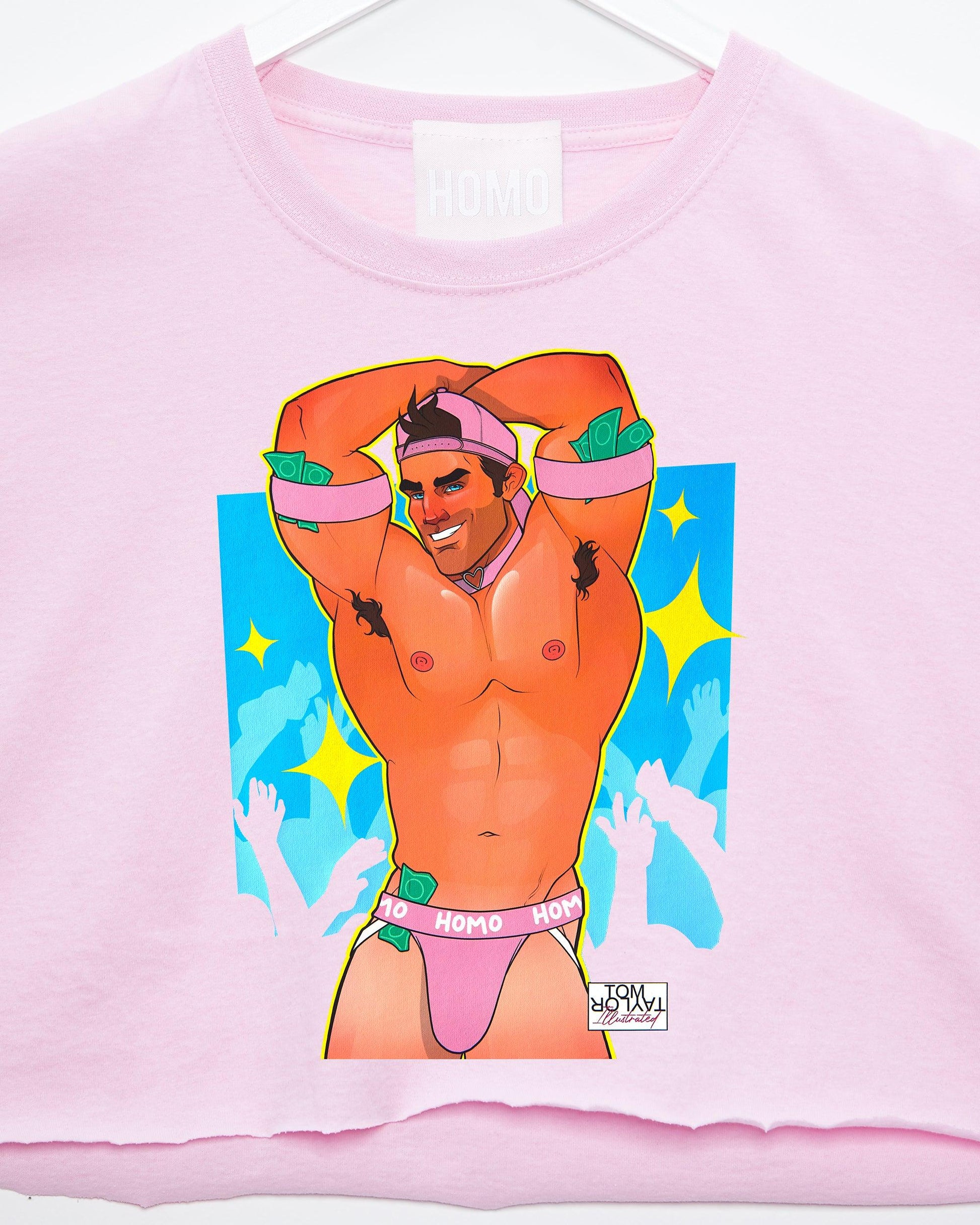 Bryce the gogo dancer - pink crop top - HOMOLONDON