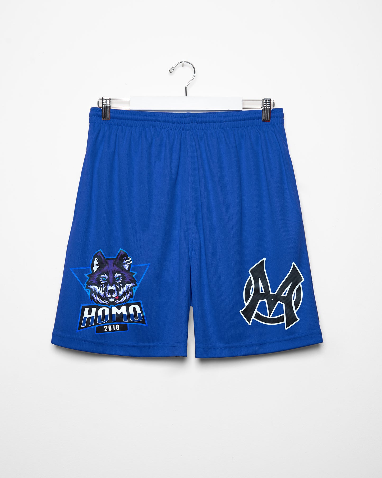 LARGE - Sporty wolf, blue - basket ball shorts