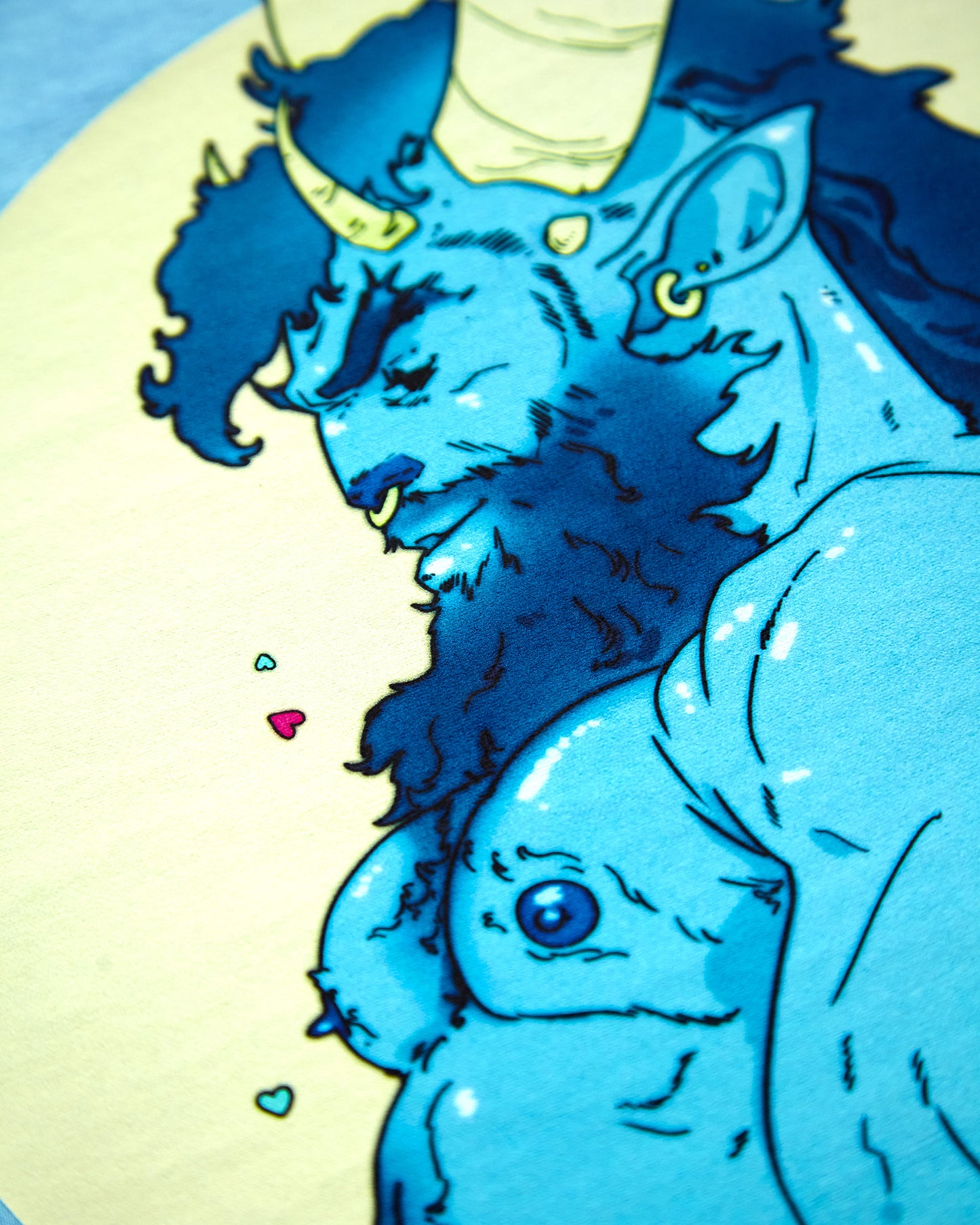 Demon core: Abduxel the blue demon on blue acid wash - tshirt