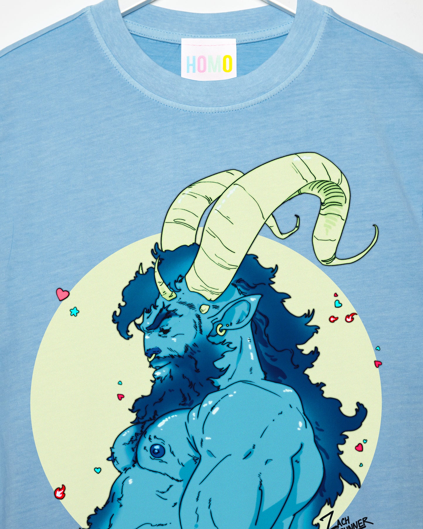 Demon core: Abduxel the blue demon on blue acid wash - tshirt