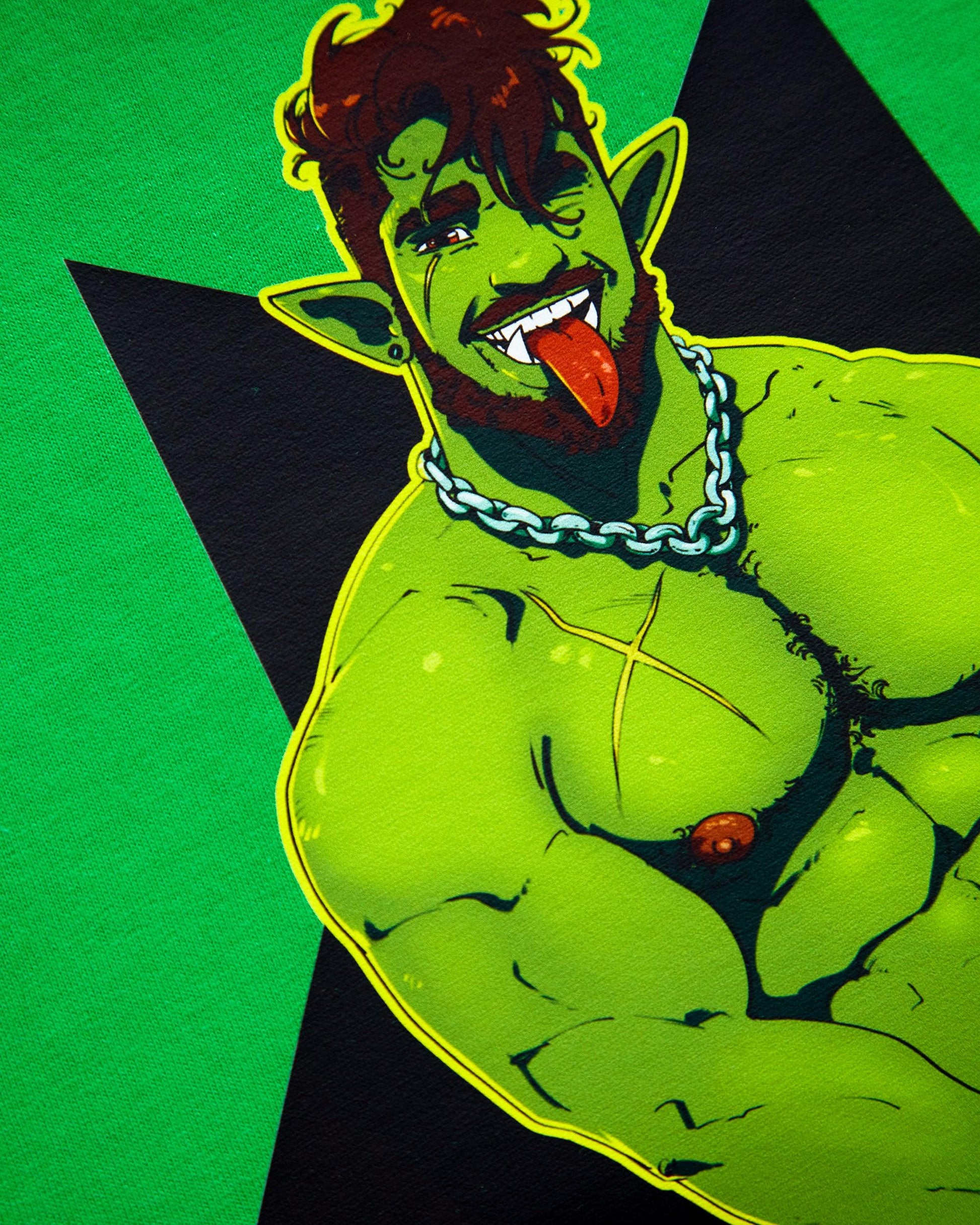 Gorok's naked! on green - crop top - HOMOLONDON