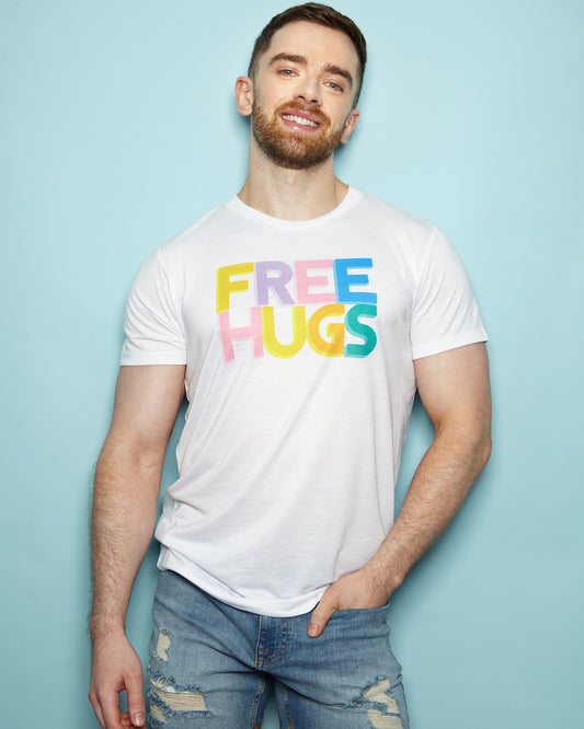 LARGE - Free Hugs, white tshirt