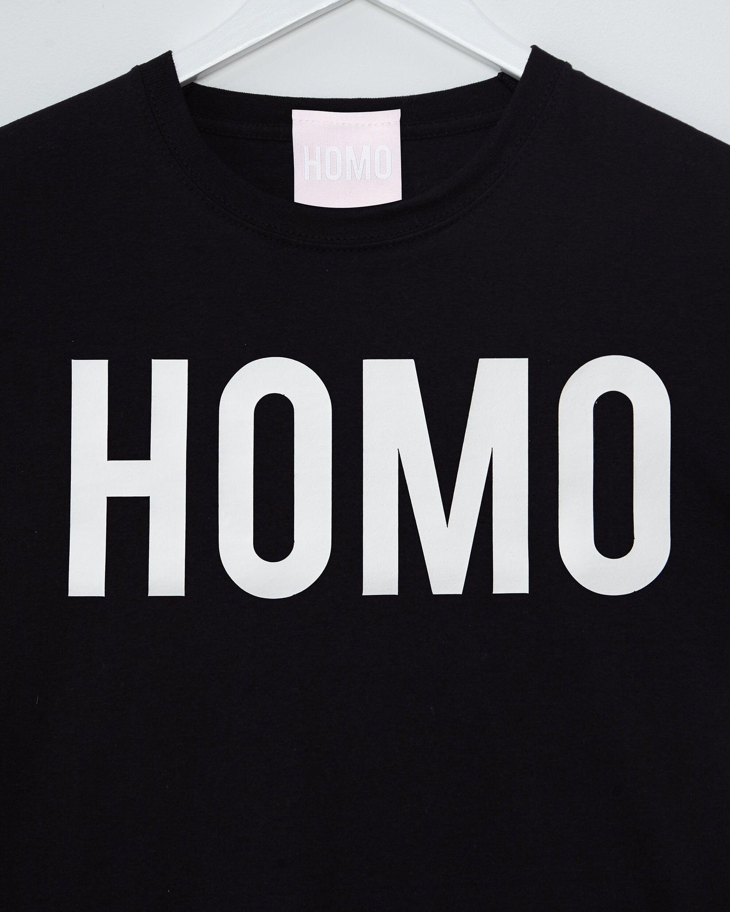 HOMO Logo, White on Black - Sideless