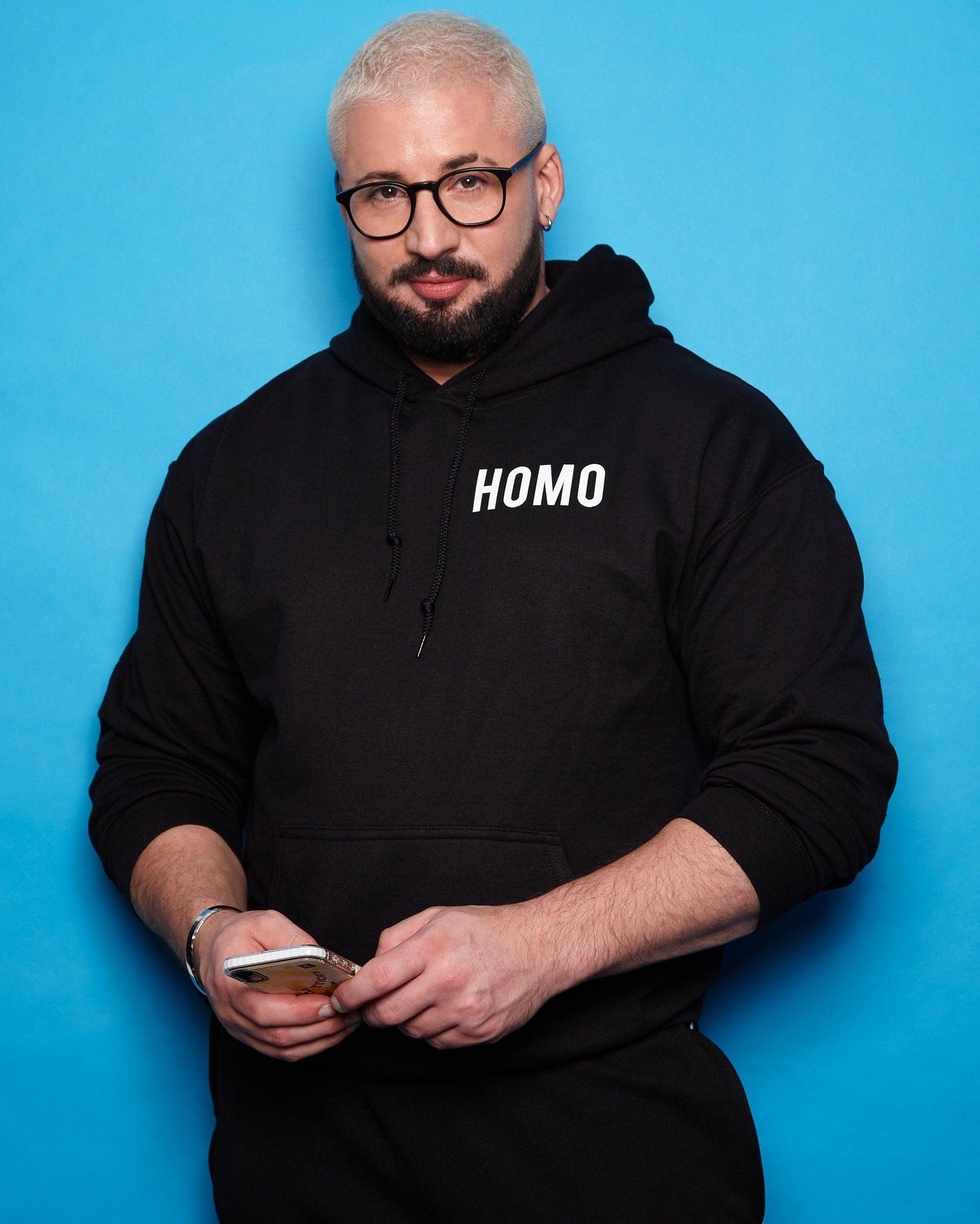 HOMO logo hoodie - White on Black - HOMOLONDON