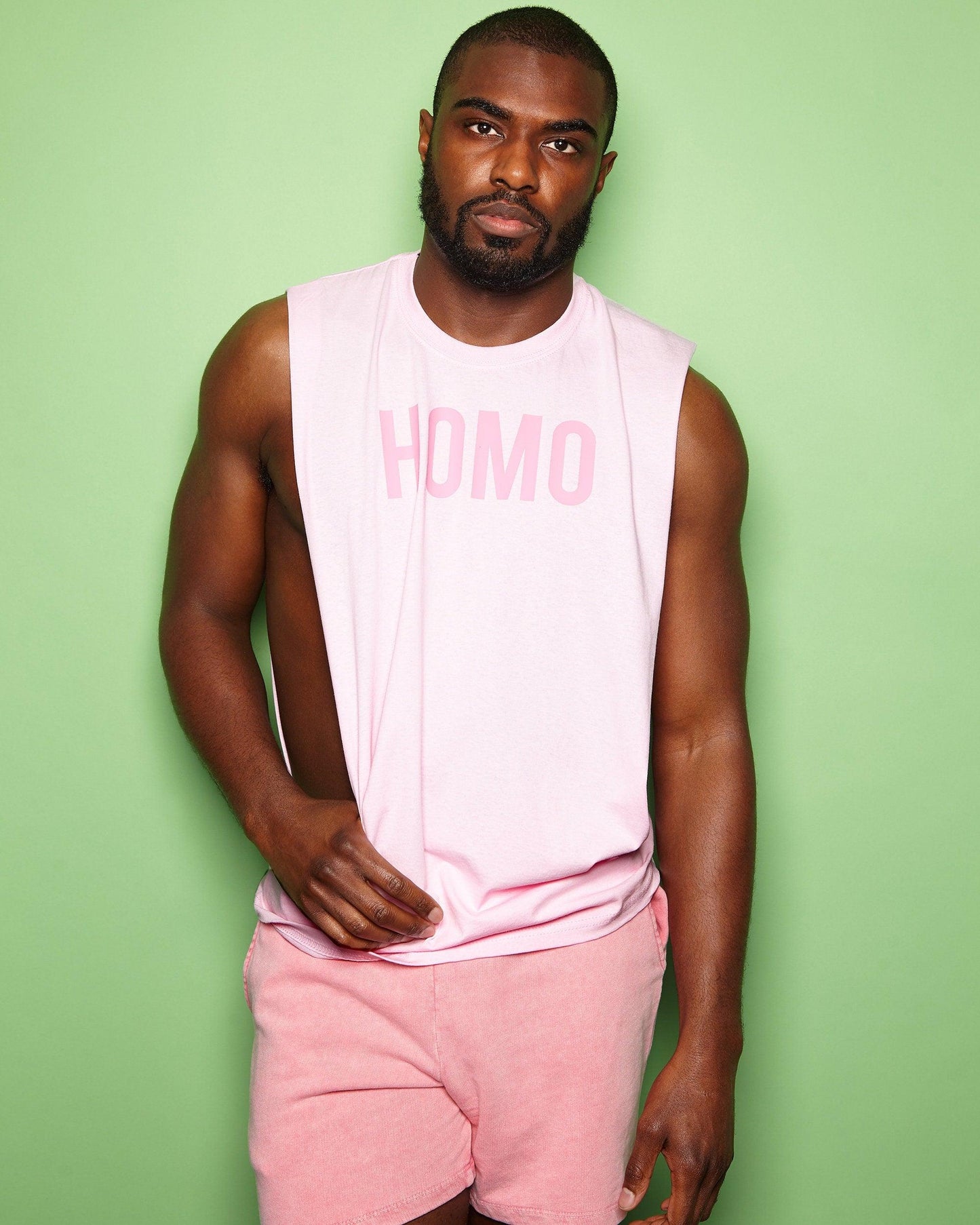 HOMO, pink on pink - sideless tee