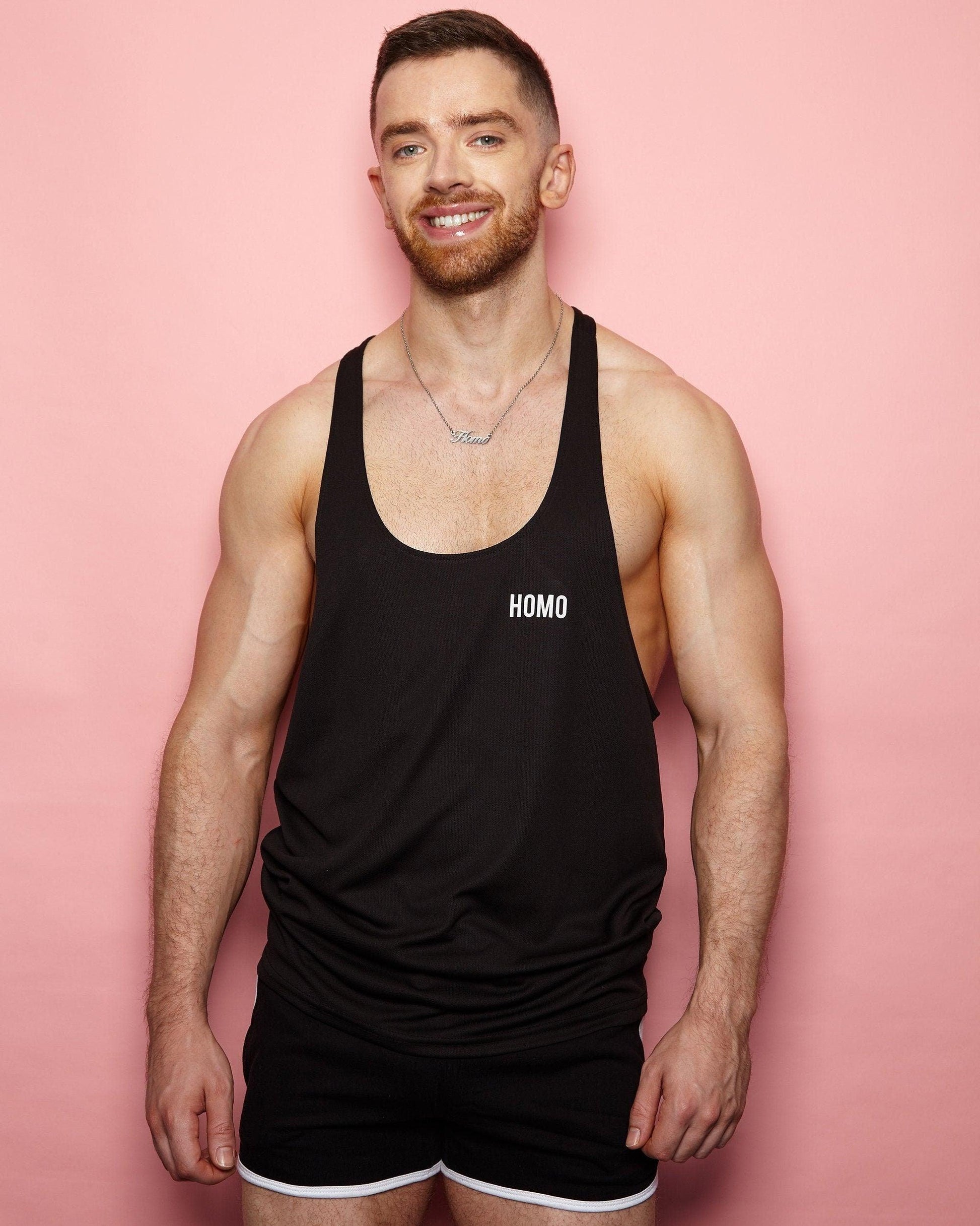 Simple HOMO logo, Gym Vest - White/Black - HOMOLONDON