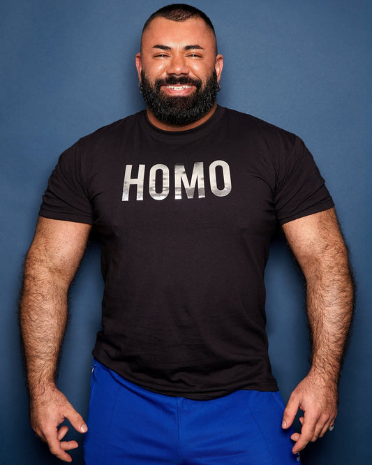 SILVER HOMO Tee - Silver on Black